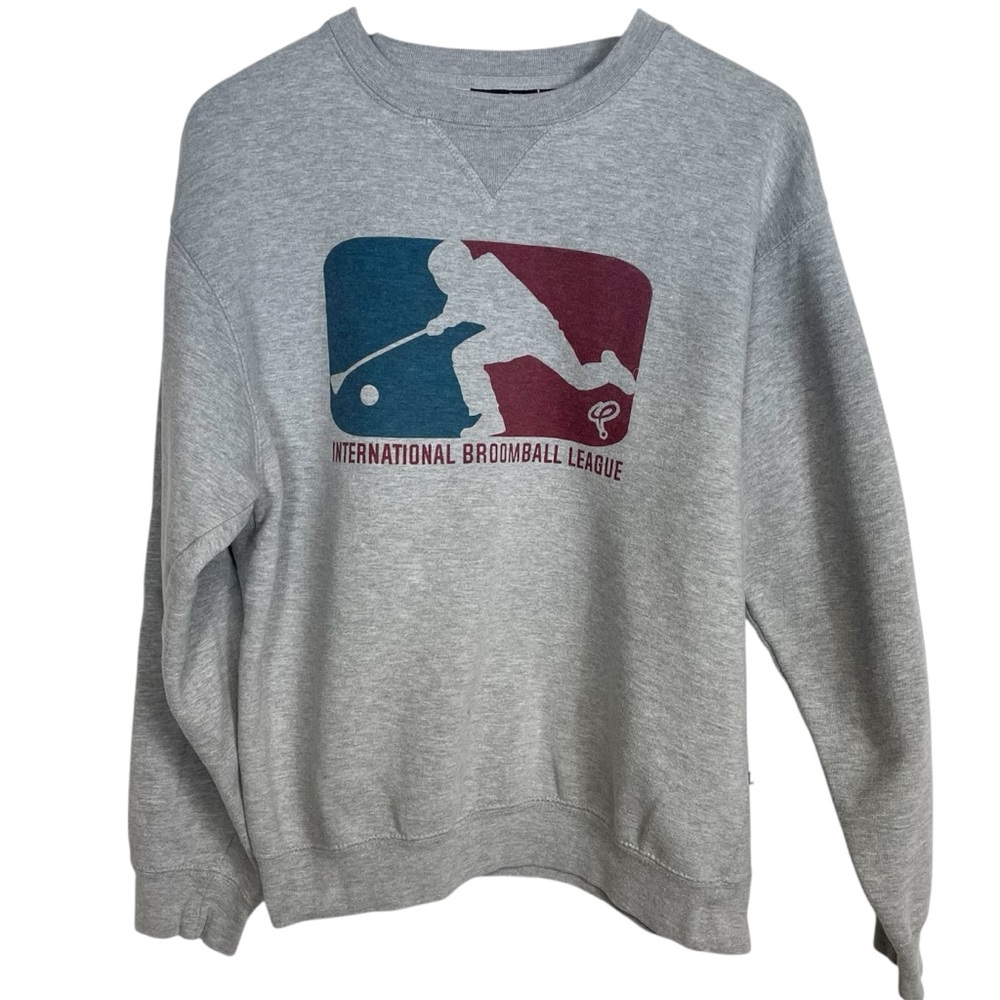 Pennant International Broomball League Gray Crewneck Sweatshirt Size Small